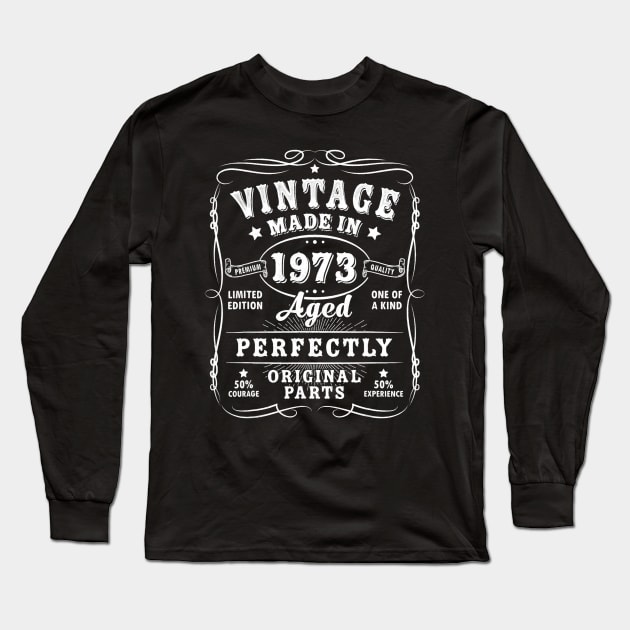 Vintage 50th Birthday Decorations Funny 1973 50 Birthday Long Sleeve T-Shirt by Winter Magical Forest